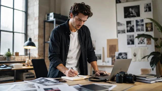 Freelance créateur utilisant l'IA pour produire du contenu
